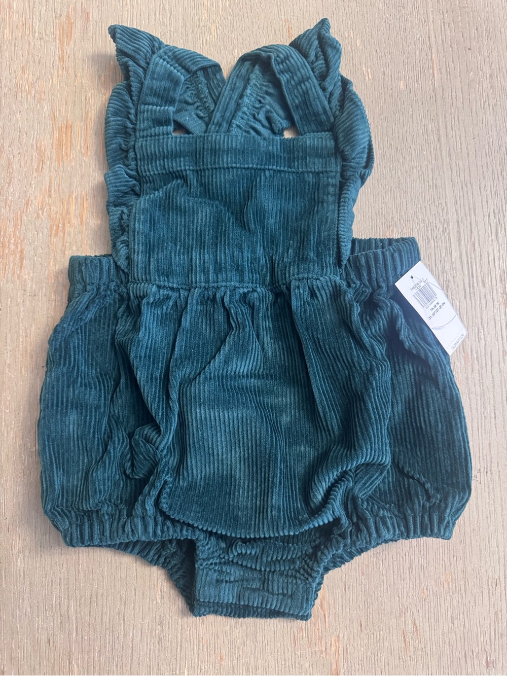 Old Navy Green Corduroy Bubble Romper with Ruffle Straps